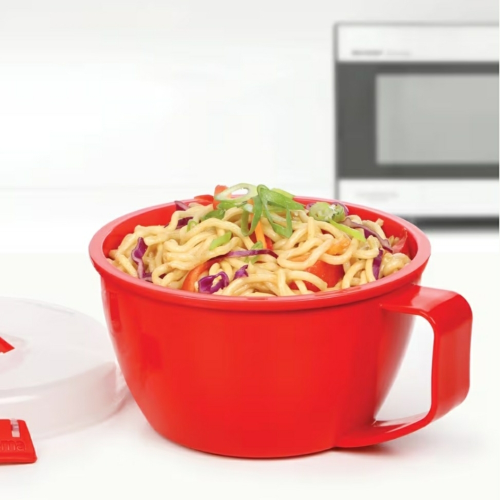 Sistema Set of 4 Microwave Noodle Bowls Red - Picture 2 of 6
